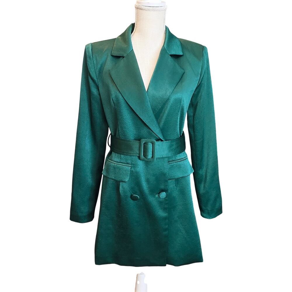 Pre-loved Nasty Gal Green  Bleted Padded shoulders Blazer Dress Sz. 4
